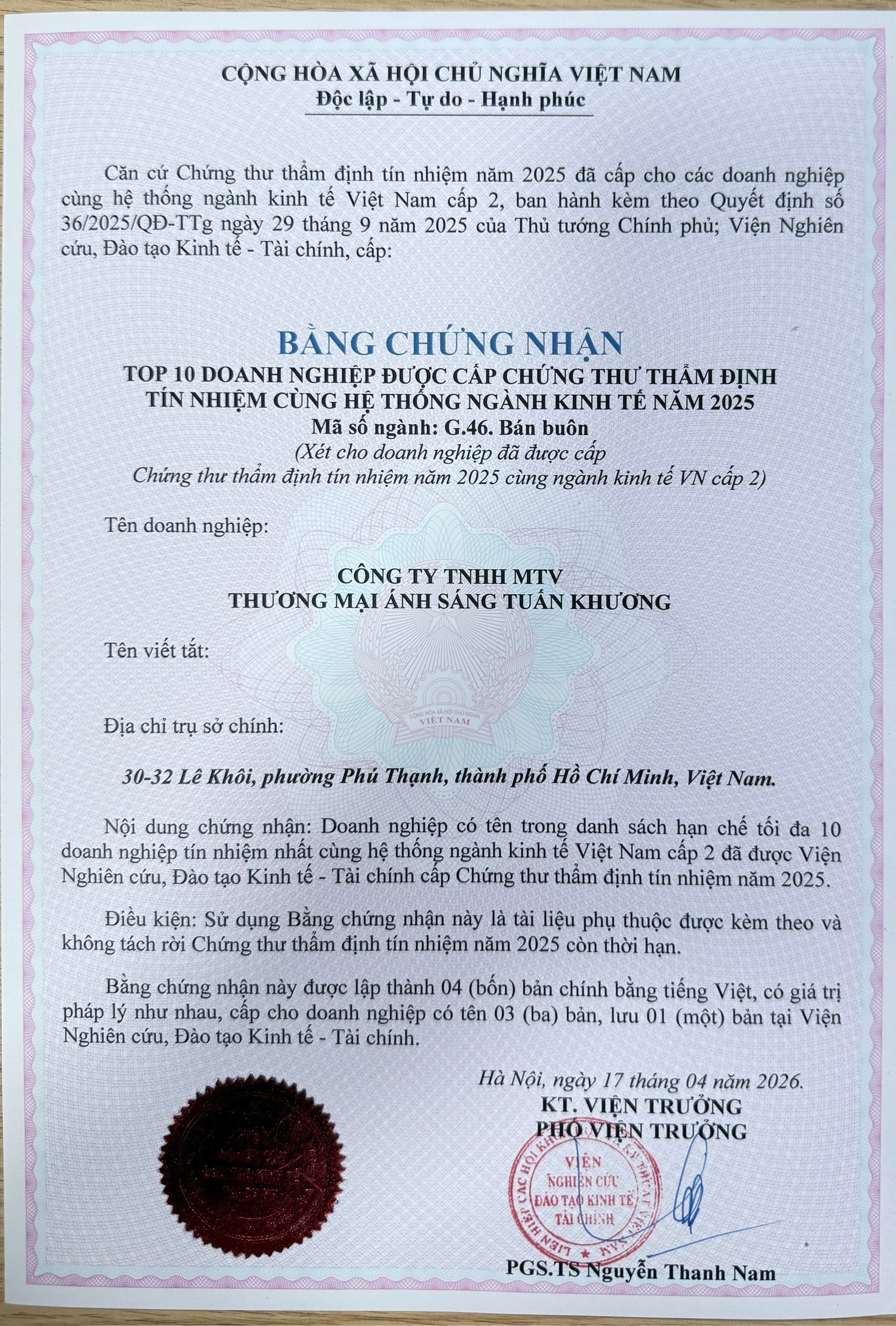 Top 10 Doanh nghiệp Tín nhiệm
