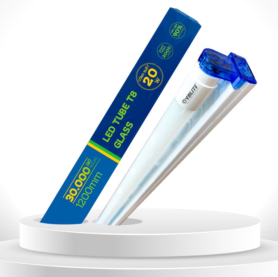 VNLITE LED BỘ TUBE T8 THỦY TINH 1.2M 20W 7000K